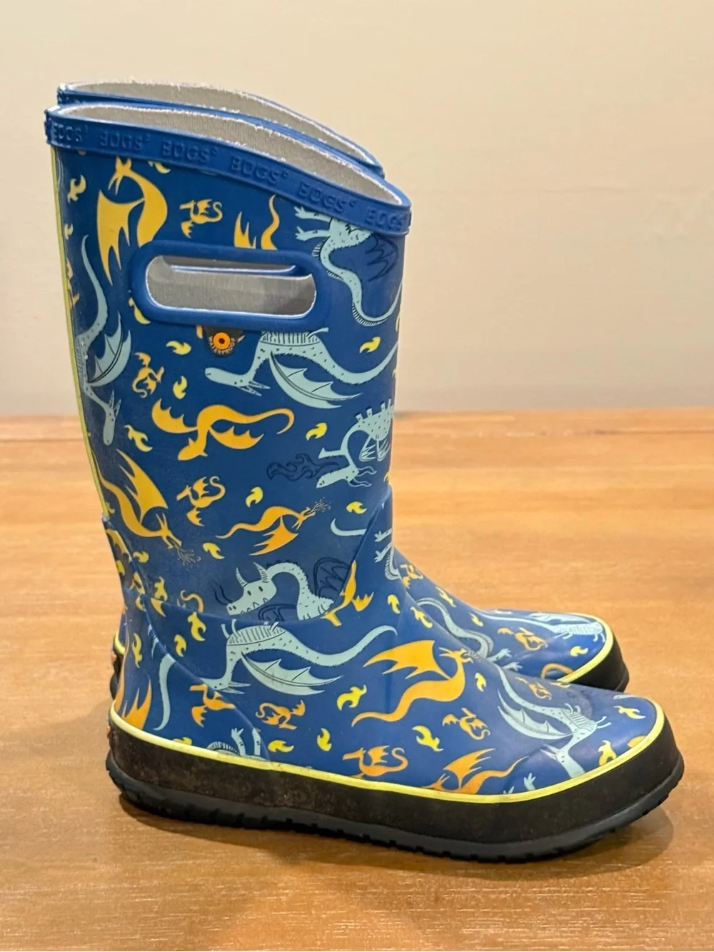 Bogs Kids Dragons Rain Boots Waterproof Rubber Blue Sz 3